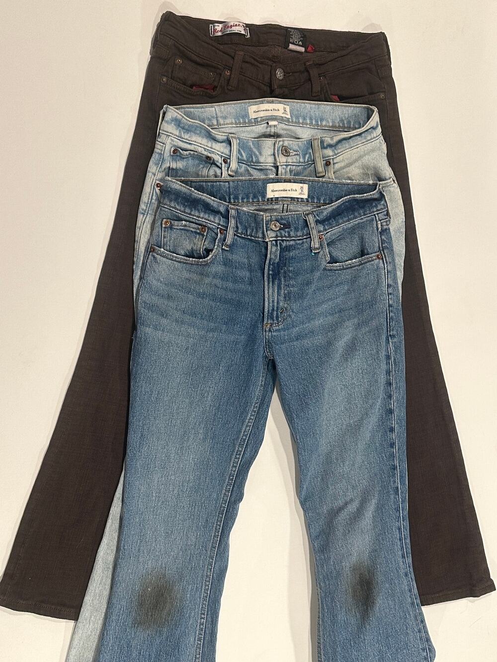Curated Denim Bundle Lot of 3 Flare Jeans Red Engine Abercrombie 00 & 0